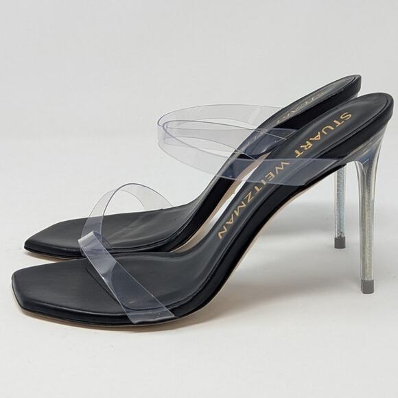 Stuart Weitzman Aleena Lucite PVC Heels Black and Clear Size 7 - Picture 15 of 15